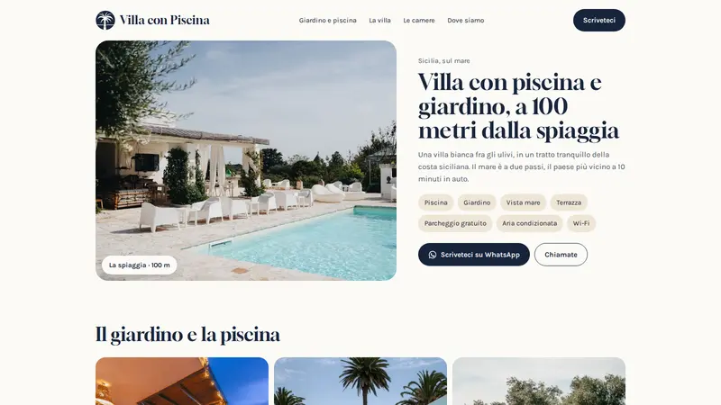 Un nostro sito d'esempio, online: una villa con piscina